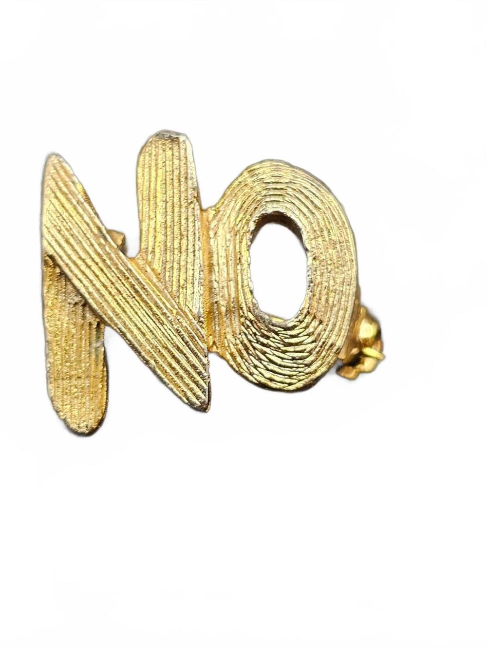 NO Gold Tone Lapel Pin